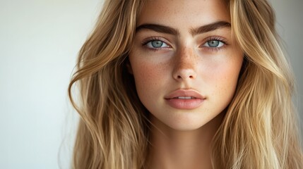 Naklejka premium Freckled Woman with Blonde Hair