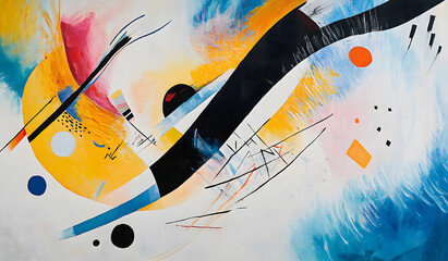 Abstract Geometric Watercolor Art with Vibrant Colors and Shapes