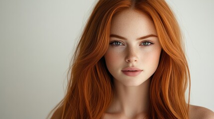 Fototapeta premium Intense Gaze of a Young Girl with Red Hair