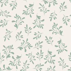 Fototapeta premium Seamless botanical pattern with green leaves on light background