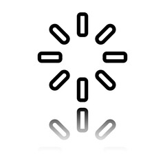 Loading simple icon vector. Flat design. Black icon with mirror reflection. White background