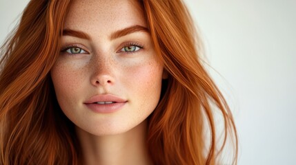 Naklejka premium Intense Gaze of a Young Girl with Red Hair