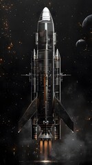 Fototapeta premium Minimalist Space Rocket with Transparent Fuselage Showcasing Advanced Technology