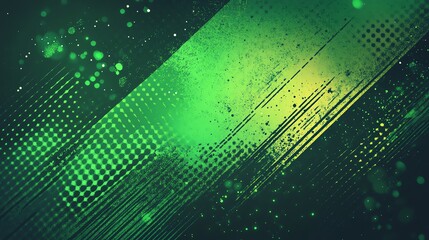Vibrant green abstract background with dynamic lines and glowing spots, perfect for design, technology, or nature themes.