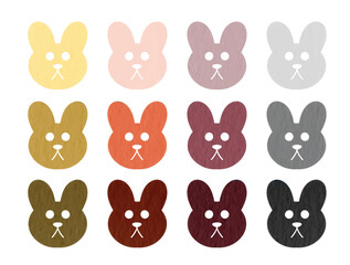 Cute rabbit with different color and size watercolor set