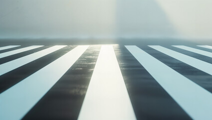 Obraz premium A minimalist depiction of a pedestrian crossing, the lines glowing in the low sun
