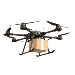 Drone delivers package outdoors on a sunny day