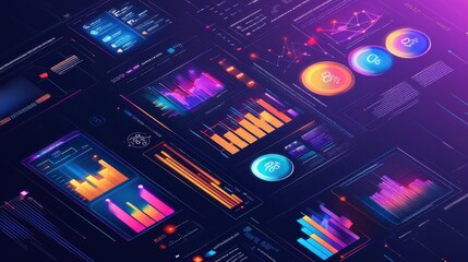 Obraz premium Corporate business infographic with rising financial charts, clear data points, and vibrant colors.