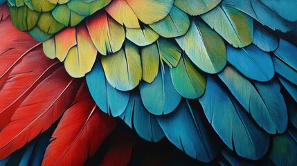 Obraz premium Vibrant Close-Up of Colorful Parrot Feathers