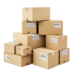 Stacked cardboard boxes ready for shipping process
