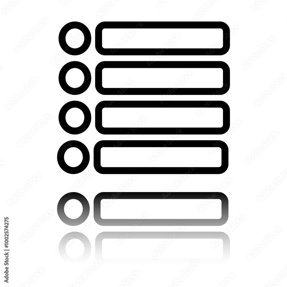 Poster menu simple icon vector. flat design. black icon with mirror reflection. white background
