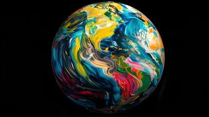 Vibrant Brushstrokes and Flowing Gradients Depict the Captivating Earth as a Work of Art