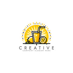 Lemon juice logo illustration design 