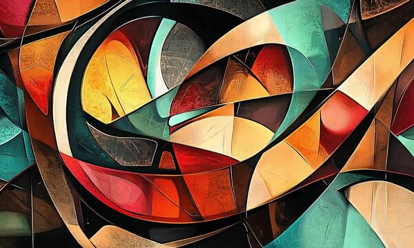 Colorful geometric abstract with overlapping shapes with ai generated.

