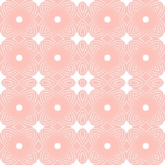 Seamless floral pattern with geometric shapes in pastel pink