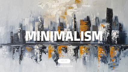 Skyline Oil Painting On Canvas Featuring A Simplified, Abstract Representation Of A City Skyline With Clean Lines Creating A Contemporary And Elegant Minimalism Modern Painting