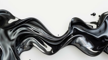 Black liquid flow background image. Dynamic ink stream 3d illustration wallpaper picture backdrop. Nature pollution and toxic emissions concept for business presentation corporate