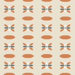 Fototapeta premium Seamless retro geometric pattern with abstract floral elements