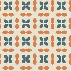 Fototapeta premium Seamless geometric pattern with floral and abstract shapes