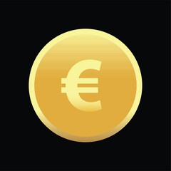 Obraz premium Golden Coin euro icon. Money symbol. Bank payment symbol. Euro sign. Euro coin. Golden coin. Finance. Currency. Wealth symbol. Success. Cash. Currency exchange. European currency. Gold