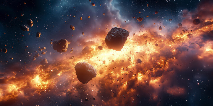 Meteorite explosion in space