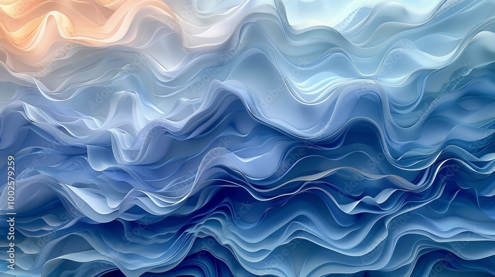 Poster wavy thing fabric layers ornament background image. abstract curved sheets pattern 3d illustration w