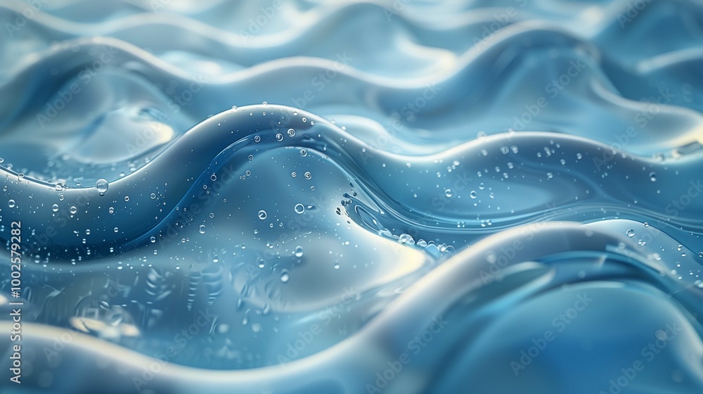 Poster water surface with small rolling waves abstract pattern closeup image. rippled azure sea with small 