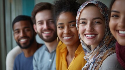 office colleagues at a diverse and inclusive team building workshop event, smiling and working together to promote race inclusion, teamwork, and collaboration in a professional workplace environment