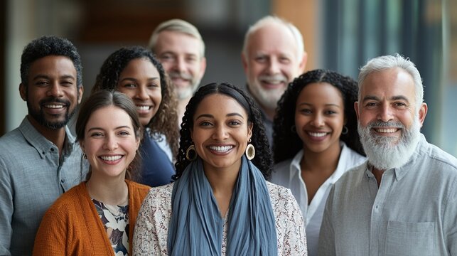 office colleagues at a diverse and inclusive team building workshop event, smiling and working together to promote race inclusion, teamwork, and collaboration in a professional workplace environment