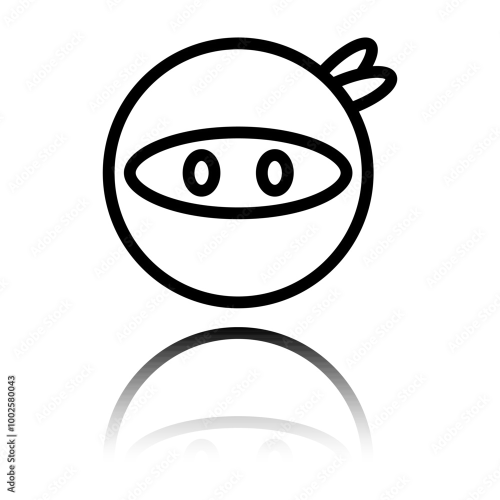 Poster ninja simple icon vector. flat design. black icon with mirror reflection. white background