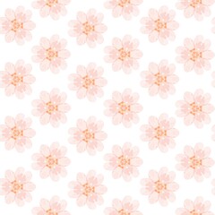 Fototapeta premium Seamless wallpaper background pattern soft pink watercolor floral flower illustration motif bloom repeat endless