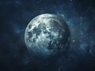 Obraz premium The Moon as Celestial Compass Guiding Cosmic Through Vast Space
