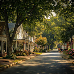 Obraz premium Quiet Avenue in a Small Town
