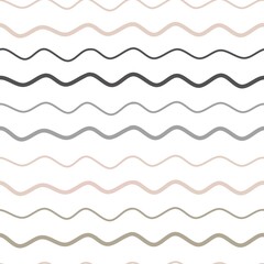 Seamless Pattern Wavy Wave Curl Curly Line Natural Color Black Grey Brown Sage Contour Background