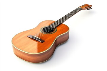 Fototapeta premium Warm-toned acoustic guitar on white backdrop