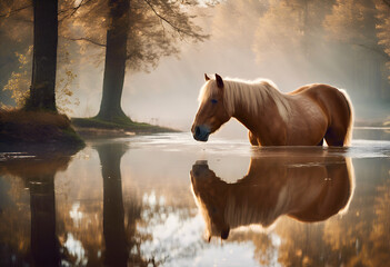 horse in water
