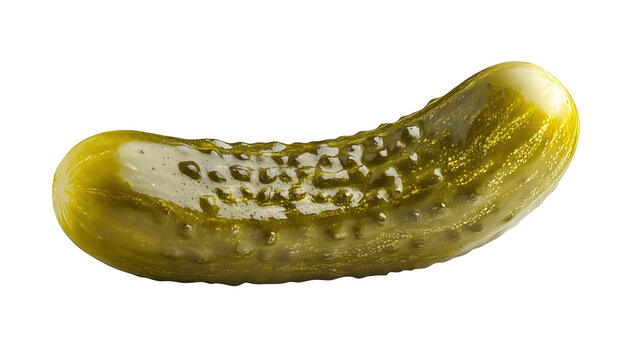 A vibrant pickle resting on a clean surface, showcasing its unique texture and color