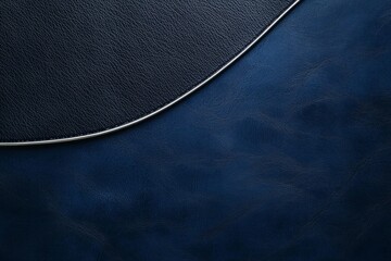 A deep navy leather background with a subtle, thin silver curve running along the bottom, blending elegance with minimalism. 