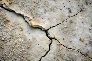 Obraz premium Cracked stone surface with pebbles and concrete texture close-up