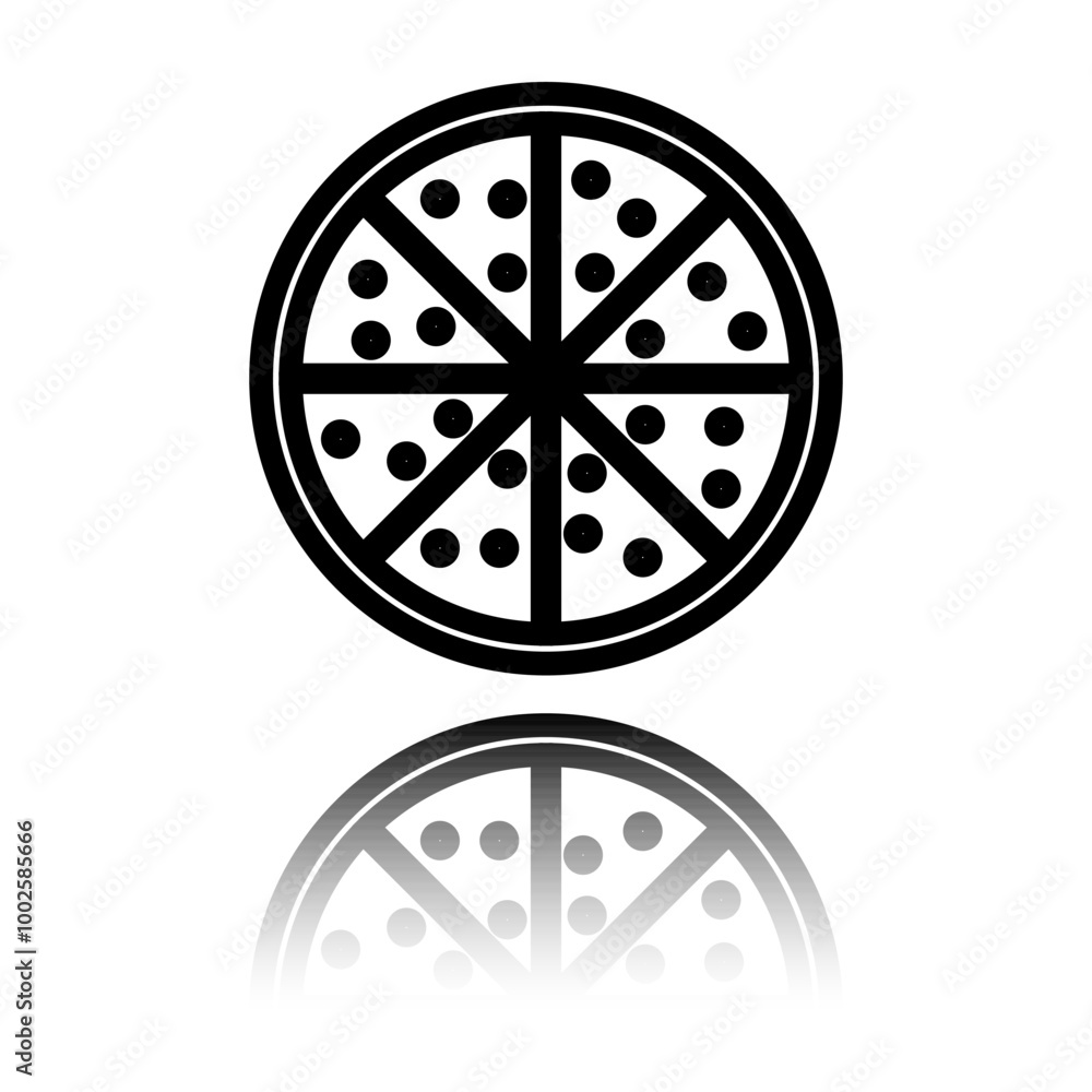 Aufkleber pizza simple icon vector. flat design. black icon with mirror reflection. white background
