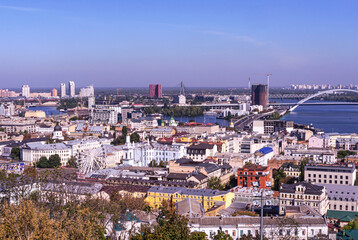 Fototapeta premium Panoramic view of the Podil district in Kyiv