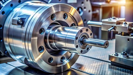 Fototapeta premium High-Precision Rotary Lathe Chuck for CNC Metal Cutting Machinery in a Workshop Environment