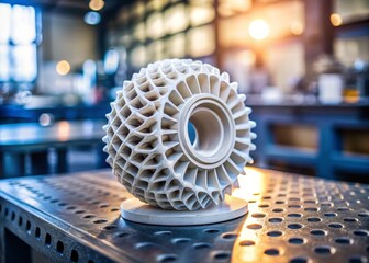 High-Quality Object Created with Advanced Industrial Powder 3D Printing Technology in a Workshop Setting