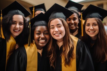 Smiling portrait of a diverse group of young graduates