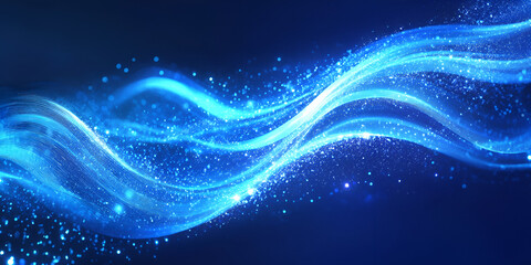 Glowing Blue Energy Waves Abstract Background