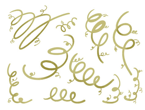 Collection of Watercolor Twirly plant and Leaves Vector Elements