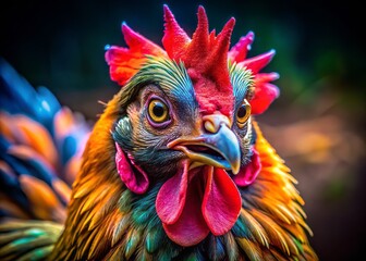 Fototapeta premium Humorous Chicken Portraits Capturing the Funny and Playful Nature of Chickens in Various Settings