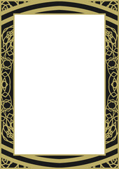 Multicolored style frame in A4 format. Elegant ornament with gold elements. Version 4. Vector illustration