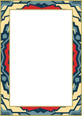 Multicolored style frame in A4 format. Elegant ornament with gold elements. Version 6. Vector illustration