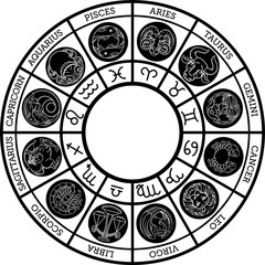 Astrological zodiac horoscope star signs icon set